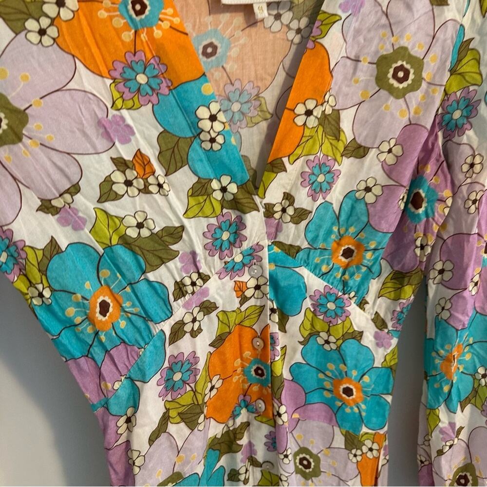 Tuckernuck Stella Pardo Paris Retro Floral Orange Maxi Dress XS - Picture 12 of 14